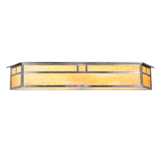 Meyda Lighting Hyde Park 39" 4-Light Brushed Nickel Double Bar Mission Vanity Light With Beige Shade Glass