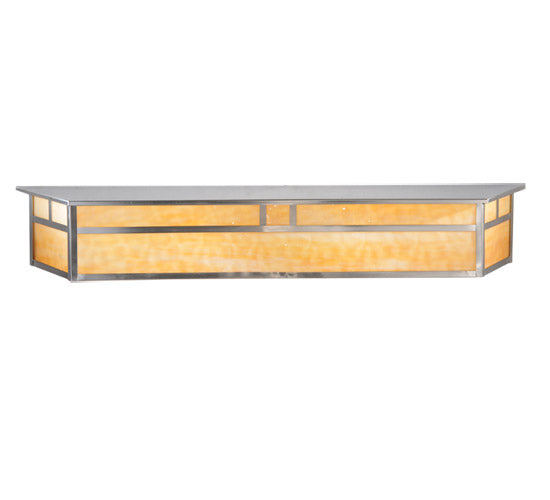 Meyda Lighting Hyde Park 39" 4-Light Brushed Nickel Double Bar Mission Vanity Light With Beige Shade Glass