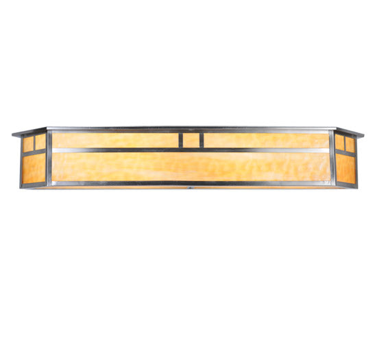 Meyda Lighting Hyde Park 39" 4-Light Brushed Nickel Double Bar Mission Vanity Light With Beige Shade Glass