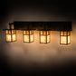 Meyda Lighting Hyde Park 39" 4-Light Craftsman Brown "T" Mission Vanity Light With Beige Iridescent And Amber Mica Shade Glass