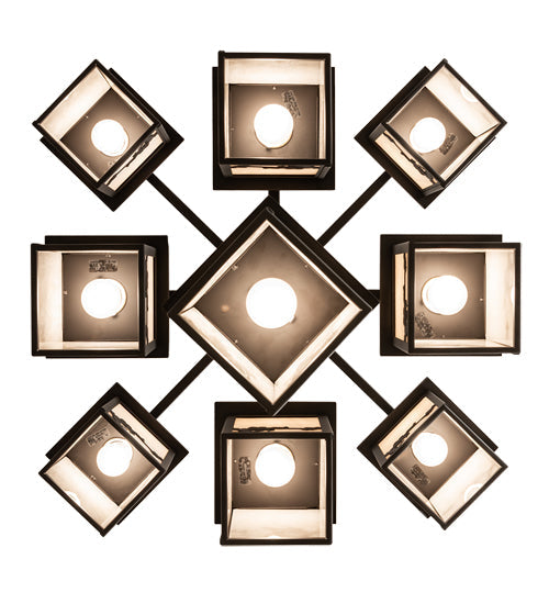 Meyda Lighting Hyde Park 40" 9-Light Oil Rubbed Bronze Apple Branch Chandelier With Fleshtone Idalight Shade