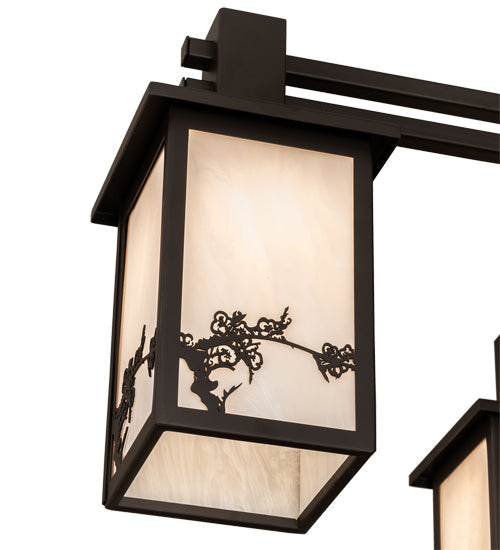 Meyda Lighting Hyde Park 40" 9-Light Oil Rubbed Bronze Apple Branch Chandelier With Fleshtone Idalight Shade