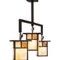 Meyda Lighting Hyde Park 47" 3-Light Craftsman Brown "T" Mission Pendant Light With Beige Iridescent & Amber Mica Shade Glass