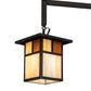 Meyda Lighting Hyde Park 47" 3-Light Craftsman Brown "T" Mission Pendant Light With Beige Iridescent & Amber Mica Shade Glass