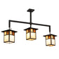 Meyda Lighting Hyde Park 47" 3-Light Craftsman Brown "T" Mission Pendant Light With Beige Iridescent & Amber Mica Shade Glass