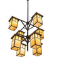 Meyda Lighting Hyde Park 48" 8-Light Craftsman Brown "T" Mission Chandelier With Beige Shade Glass