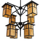 Meyda Lighting Hyde Park 48" 8-Light Craftsman Brown "T" Mission Chandelier With Beige Shade Glass