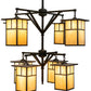 Meyda Lighting Hyde Park 48" 8-Light Craftsman Brown "T" Mission Chandelier With Beige Shade Glass