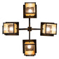 Meyda Lighting Hyde Park 48" 8-Light Craftsman Brown "T" Mission Chandelier With Beige Shade Glass