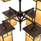 Meyda Lighting Hyde Park 48" 8-Light Craftsman Brown "T" Mission Chandelier With Beige Shade Glass