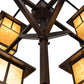 Meyda Lighting Hyde Park 48" 8-Light Craftsman Brown "T" Mission Chandelier With Beige Shade Glass