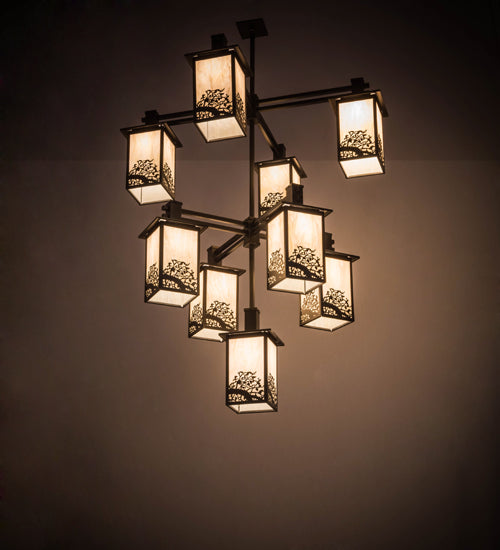 Meyda Lighting Hyde Park 48" 9-Light Oil Rubbed Bronze Apple Branch Chandelier With Bleached Honey Onyx Acrylic Shade