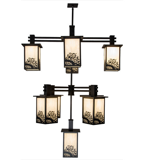 Meyda Lighting Hyde Park 48" 9-Light Oil Rubbed Bronze Apple Branch Chandelier With Bleached Honey Onyx Acrylic Shade