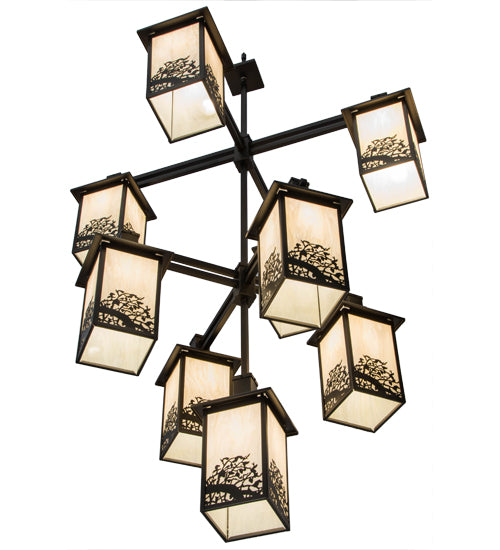 Meyda Lighting Hyde Park 48" 9-Light Oil Rubbed Bronze Apple Branch Chandelier With Bleached Honey Onyx Acrylic Shade