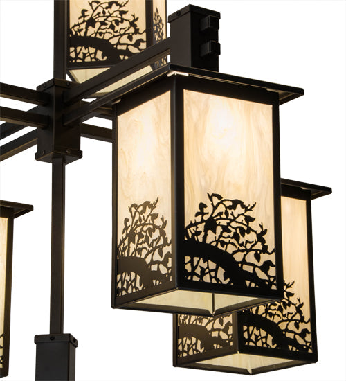 Meyda Lighting Hyde Park 48" 9-Light Oil Rubbed Bronze Apple Branch Chandelier With Bleached Honey Onyx Acrylic Shade