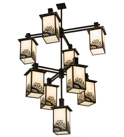 Meyda Lighting Hyde Park 48" 9-Light Oil Rubbed Bronze Apple Branch Chandelier With Bleached Honey Onyx Acrylic Shade