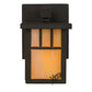 Meyda Lighting Hyde Park 5" Oil Rubbed Bronze Double Bar Mission Solid Mount Wall Sconce With Beige Iridescent Art Shade Glass