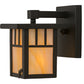Meyda Lighting Hyde Park 5" Oil Rubbed Bronze Double Bar Mission Solid Mount Wall Sconce With Beige Iridescent Art Shade Glass