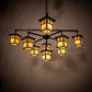 Meyda Lighting Hyde Park 50" 9-Light Craftsman Brown & Oil Rubbed Bronze "T" Mission Chandelier With Beige Iridescent Shade Glass