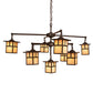 Meyda Lighting Hyde Park 50" 9-Light Craftsman Brown & Oil Rubbed Bronze "T" Mission Chandelier With Beige Iridescent Shade Glass