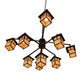 Meyda Lighting Hyde Park 50" 9-Light Craftsman Brown & Oil Rubbed Bronze "T" Mission Chandelier With Beige Iridescent Shade Glass