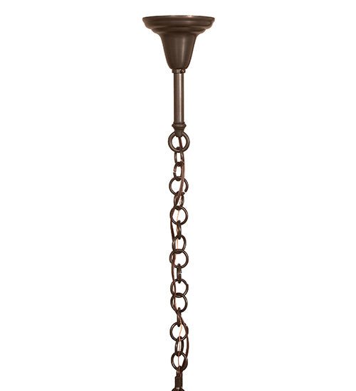 Meyda Lighting Hyde Park 50" 9-Light Craftsman Brown & Oil Rubbed Bronze "T" Mission Chandelier With Beige Iridescent Shade Glass