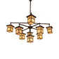 Meyda Lighting Hyde Park 50" 9-Light Craftsman Brown & Oil Rubbed Bronze "T" Mission Chandelier With Beige Iridescent Shade Glass