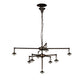 Meyda Lighting Hyde Park 50" 9-Light Weathered Antique Brass "T" Mission Chandelier With Beige Shade Glass