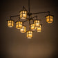 Meyda Lighting Hyde Park 50" 9-Light Weathered Antique Brass "T" Mission Chandelier With Beige Shade Glass