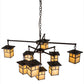 Meyda Lighting Hyde Park 50" 9-Light Weathered Antique Brass "T" Mission Chandelier With Beige Shade Glass