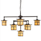 Meyda Lighting Hyde Park 50" 9-Light Weathered Antique Brass "T" Mission Chandelier With Beige Shade Glass