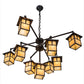 Meyda Lighting Hyde Park 50" 9-Light Weathered Antique Brass "T" Mission Chandelier With Beige Shade Glass