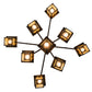 Meyda Lighting Hyde Park 50" 9-Light Weathered Antique Brass "T" Mission Chandelier With Beige Shade Glass