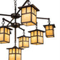 Meyda Lighting Hyde Park 50" 9-Light Weathered Antique Brass "T" Mission Chandelier With Beige Shade Glass