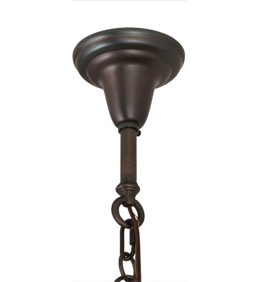Meyda Lighting Hyde Park 50" 9-Light Weathered Antique Brass "T" Mission Chandelier With Beige Shade Glass