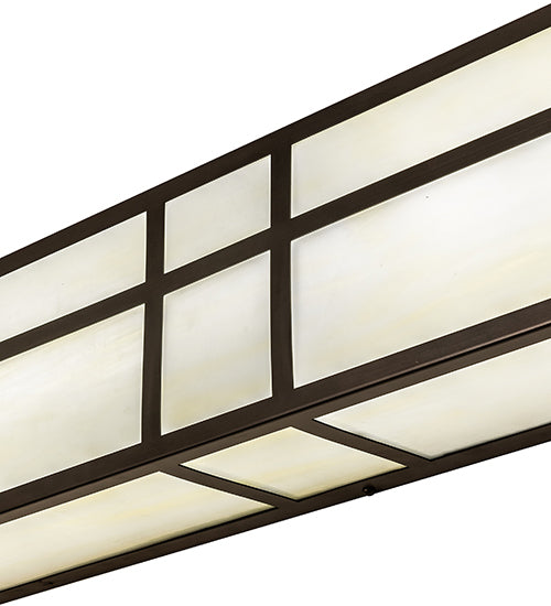 Meyda Lighting Hyde Park 50" Craftsman Brown Double Bar Mission Wall Sconce With Beige Art Shade Glass