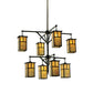 Meyda Lighting Hyde Park 52" 8-Light 2-Tier Craftsman Brown T Mission Chandelier With Beige Iridescent Shade Glass