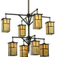 Meyda Lighting Hyde Park 52" 8-Light 2-Tier Craftsman Brown T Mission Chandelier With Beige Iridescent Shade Glass