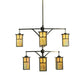 Meyda Lighting Hyde Park 52" 8-Light 2-Tier Craftsman Brown T Mission Chandelier With Beige Iridescent Shade Glass