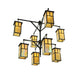Meyda Lighting Hyde Park 52" 8-Light 2-Tier Craftsman Brown T Mission Chandelier With Beige Iridescent Shade Glass
