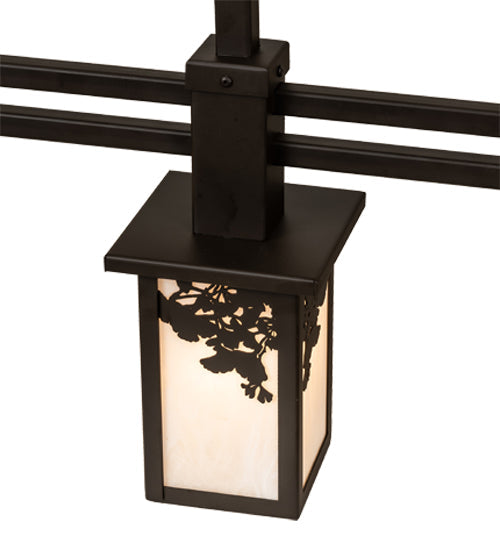 Meyda Lighting Hyde Park 54" 5-Light Oil Rubbed Bronze Ginko Leaf Chandelier With Fleshtone Idalight Shade