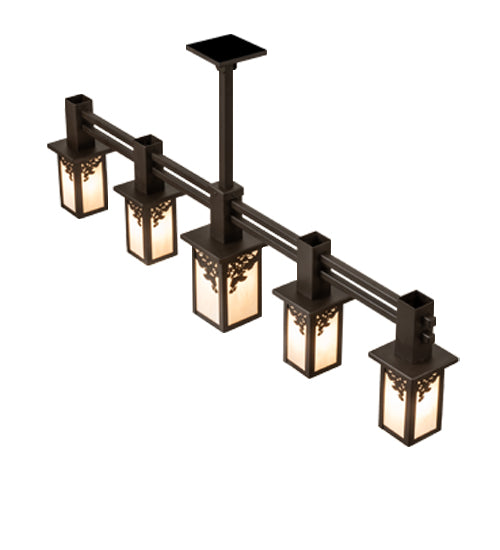 Meyda Lighting Hyde Park 54" 5-Light Oil Rubbed Bronze Ginko Leaf Chandelier With Fleshtone Idalight Shade