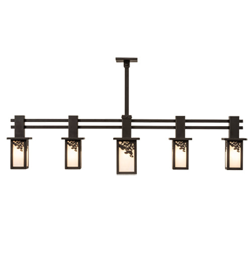 Meyda Lighting Hyde Park 54" 5-Light Oil Rubbed Bronze Ginko Leaf Chandelier With Fleshtone Idalight Shade