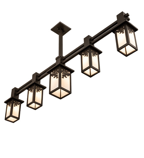 Meyda Lighting Hyde Park 54" 5-Light Oil Rubbed Bronze Ginko Leaf Chandelier With Fleshtone Idalight Shade