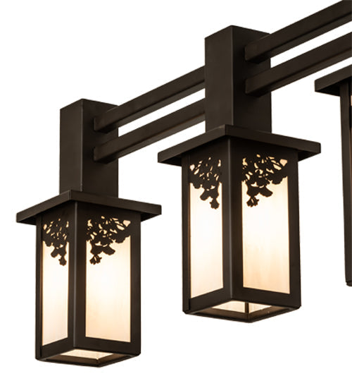 Meyda Lighting Hyde Park 54" 5-Light Oil Rubbed Bronze Ginko Leaf Chandelier With Fleshtone Idalight Shade
