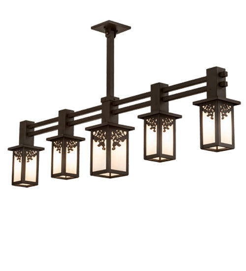 Meyda Lighting Hyde Park 54" 5-Light Oil Rubbed Bronze Ginko Leaf Chandelier With Fleshtone Idalight Shade