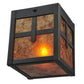 Meyda Lighting Hyde Park 6" Black Cross Mission Flush Mount Light With Amber Mica & Craftsman Brown Shade