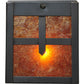 Meyda Lighting Hyde Park 6" Black Cross Mission Flush Mount Light With Amber Mica & Craftsman Brown Shade