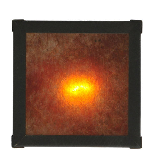 Meyda Lighting Hyde Park 6" Black Cross Mission Flush Mount Light With Amber Mica & Craftsman Brown Shade