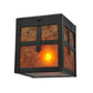 Meyda Lighting Hyde Park 6" Black Cross Mission Flush Mount Light With Amber Mica & Craftsman Brown Shade